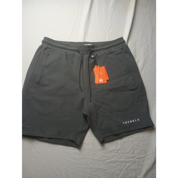 YoungLA Shorts Men Large  Sweat Shorts Athletic Drawstring Solid NWT - Picture 1 of 6